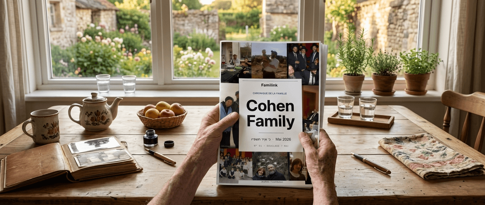 Abuelos sosteniendo su gaceta Familink en las manos